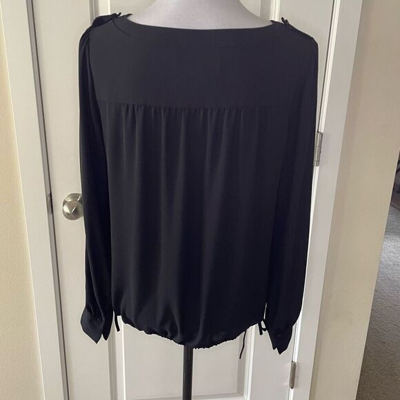 Loft Black Long Sleeve Blouse with Side Ties size Small - Picture 10 of 11